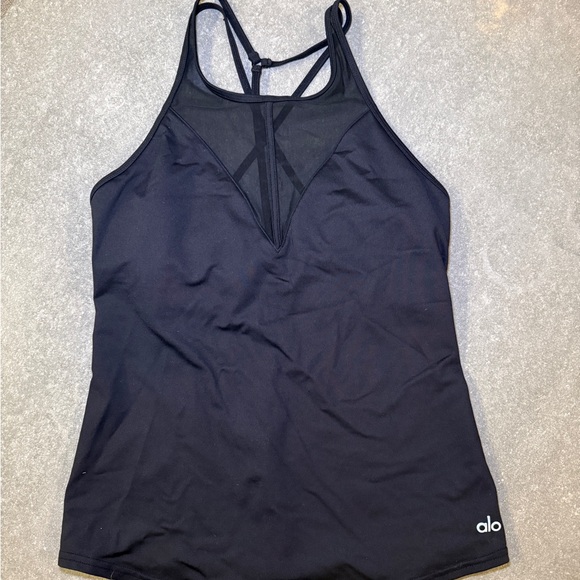 ALO Yoga Tops - ALO Yoga Black Mesh Tank Top
